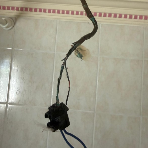 Burnt Downlight Wiring Replaced with LED Lighting in Yaxley