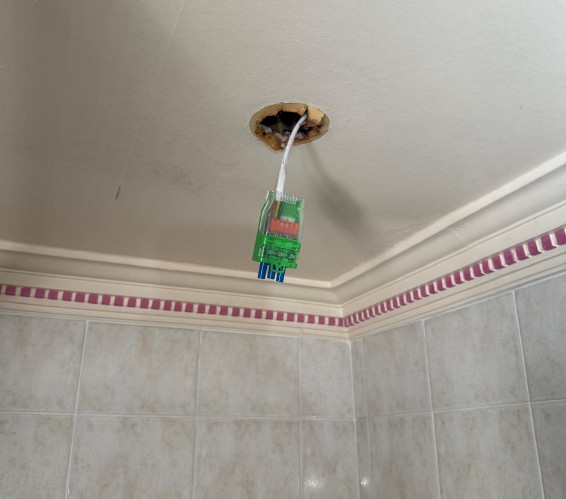 Burnt Downlight Wiring Replaced with LED Lighting in Yaxley