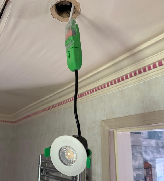 Burnt Downlight Wiring Replaced with LED Lighting in Yaxley